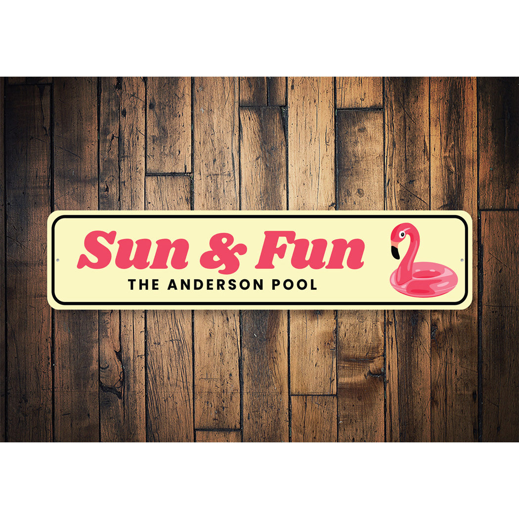 Flamingo Floatee Sun And Fun Pool Sign