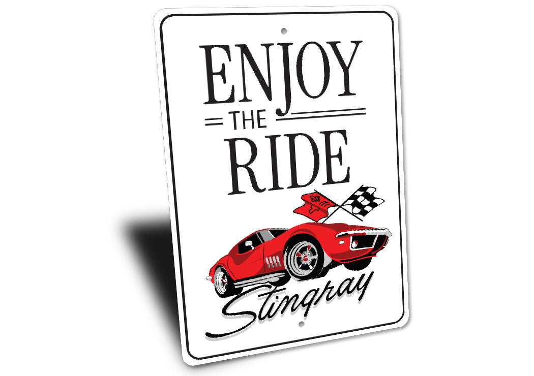 Enjoy The Ride Stingray Chevy Corvette Decor Metal Sign