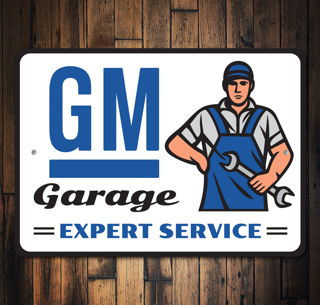 GM Garage Expert Service General Motors Decor Mechanic Metal Sign