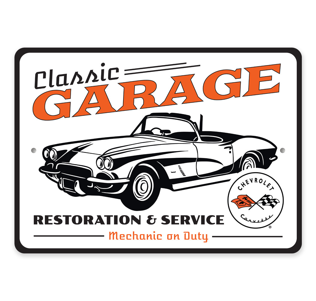 Classic Garage Restoration And Service Chevy Retro Garage Decor Metal Sign