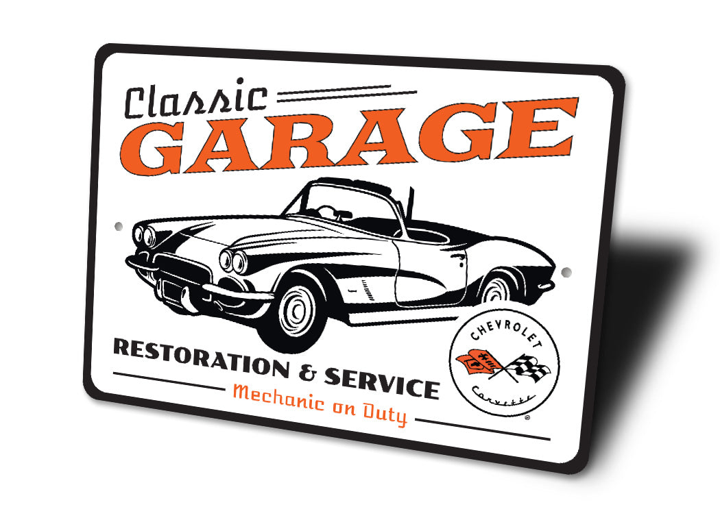 Classic Garage Restoration And Service Chevy Retro Garage Decor Metal Sign