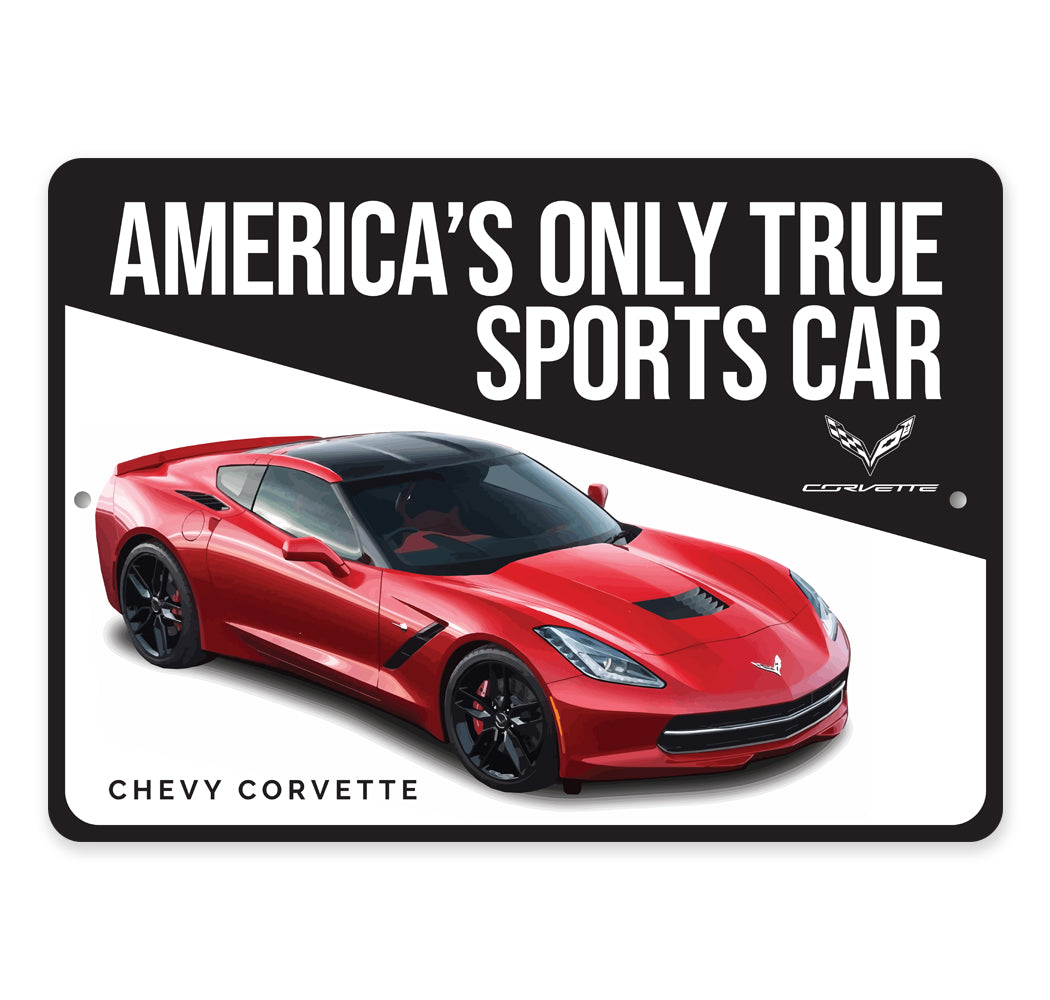 Americas Only True Sports Car Chevy Corvette Decor Metal Sign