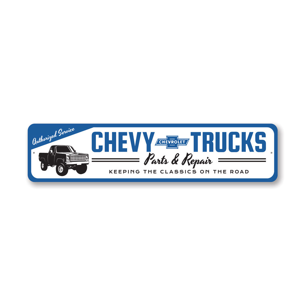 Chevy Trucks Parts And Repair Service Shop Garage Mechanic Metal Sign