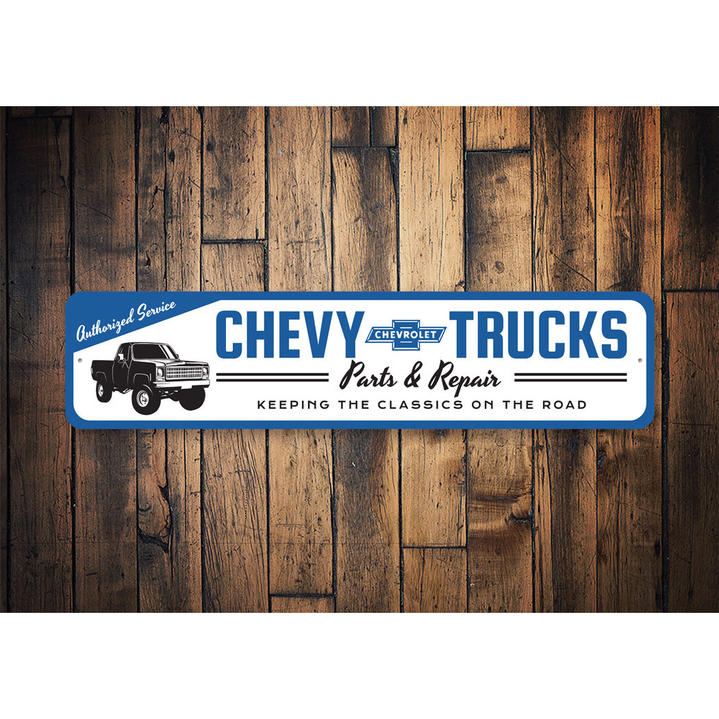 Chevy Trucks Parts And Repair Service Shop Garage Mechanic Metal Sign