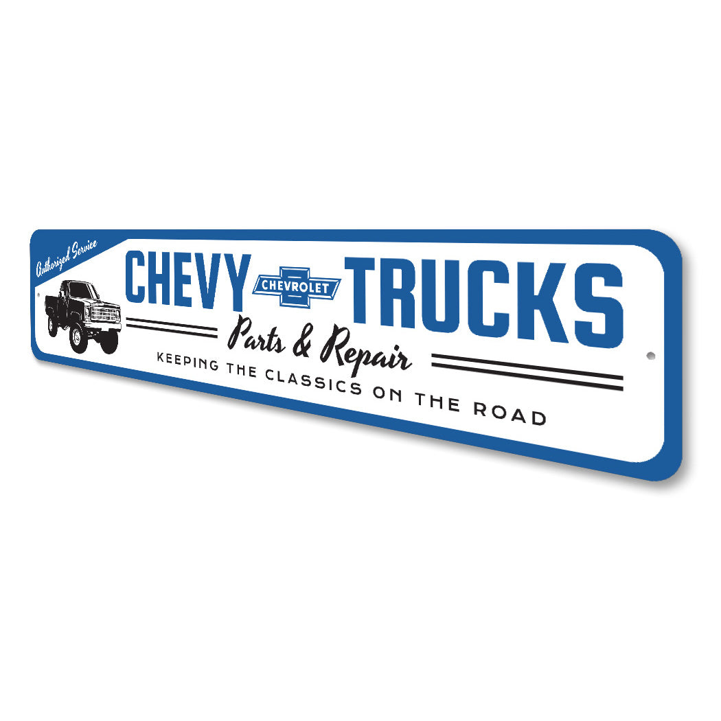 Chevy Trucks Parts And Repair Service Shop Garage Mechanic Metal Sign