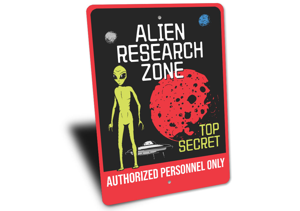 Alien Research Zone Top Secret Alien Decor Metal Sign