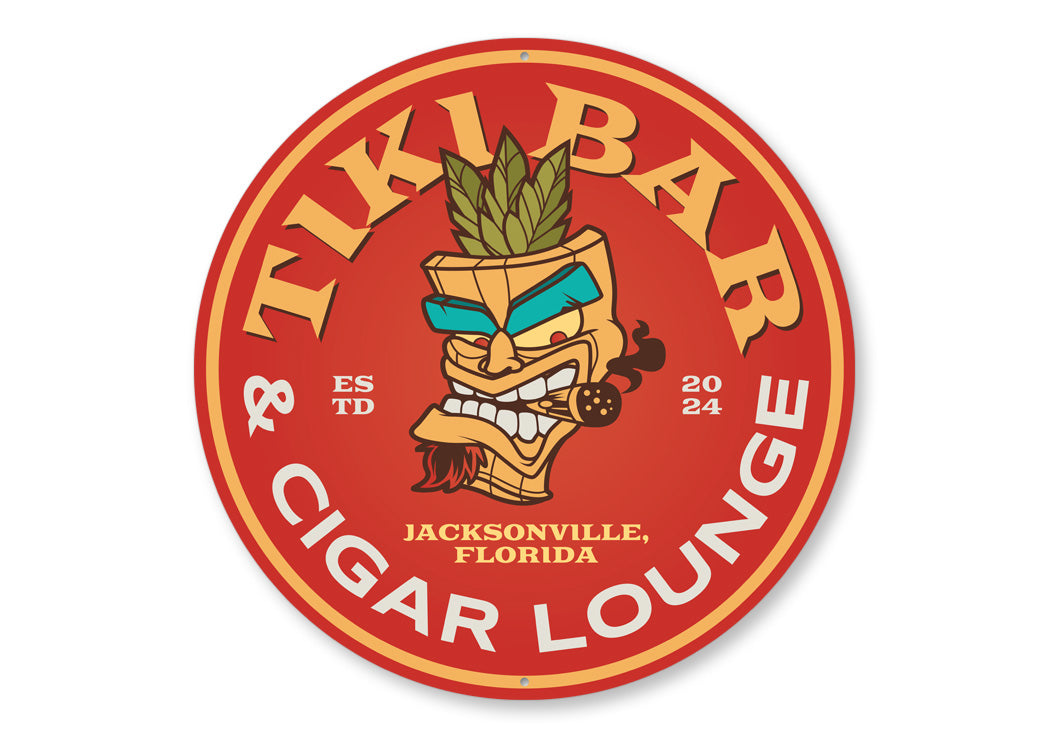 Tiki Bar Cigar Lounge Established Year Sign