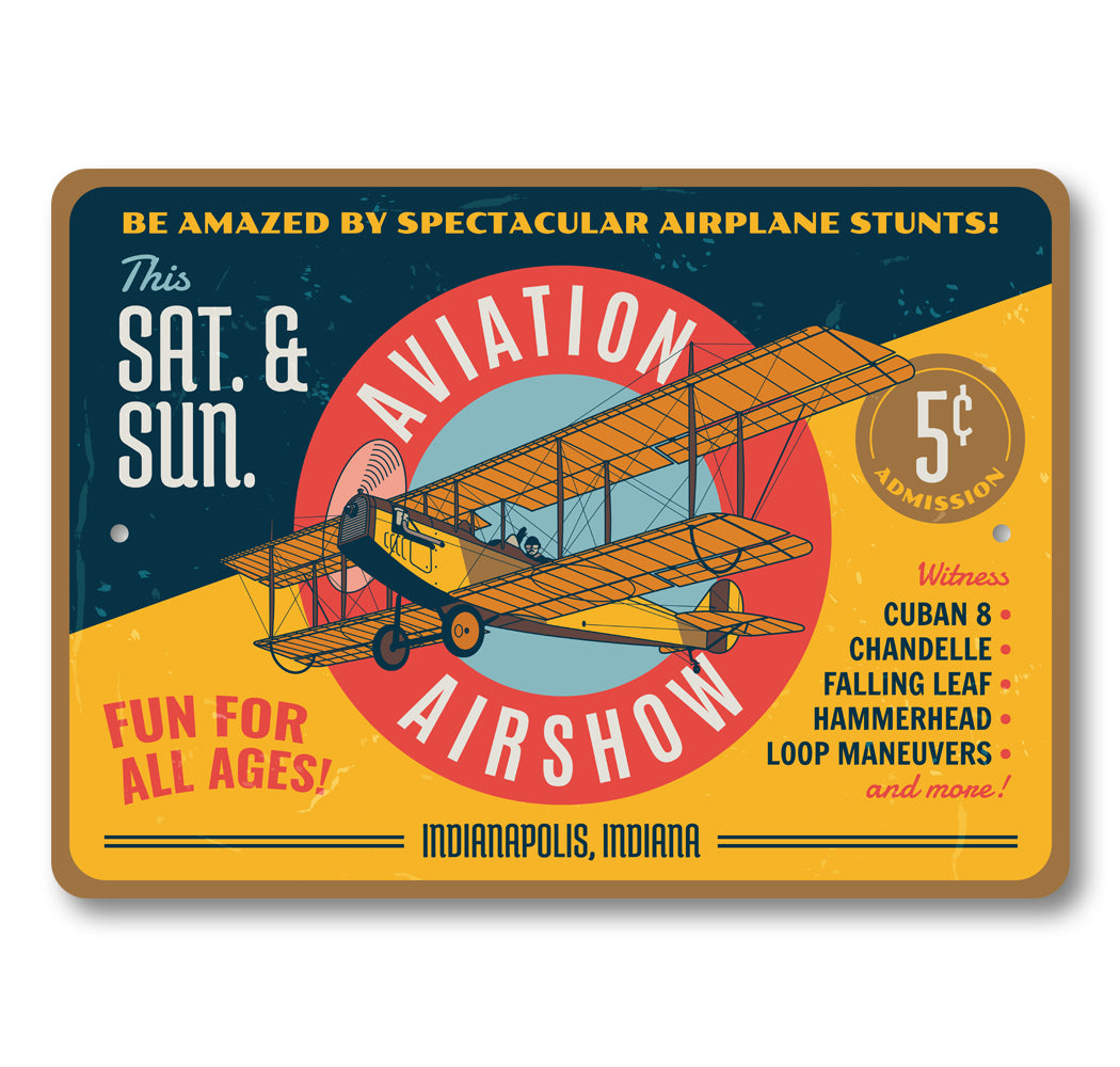 Aviation Airshow Airplane Stunts Biplane Novelty Sign – Lizton Sign Shop