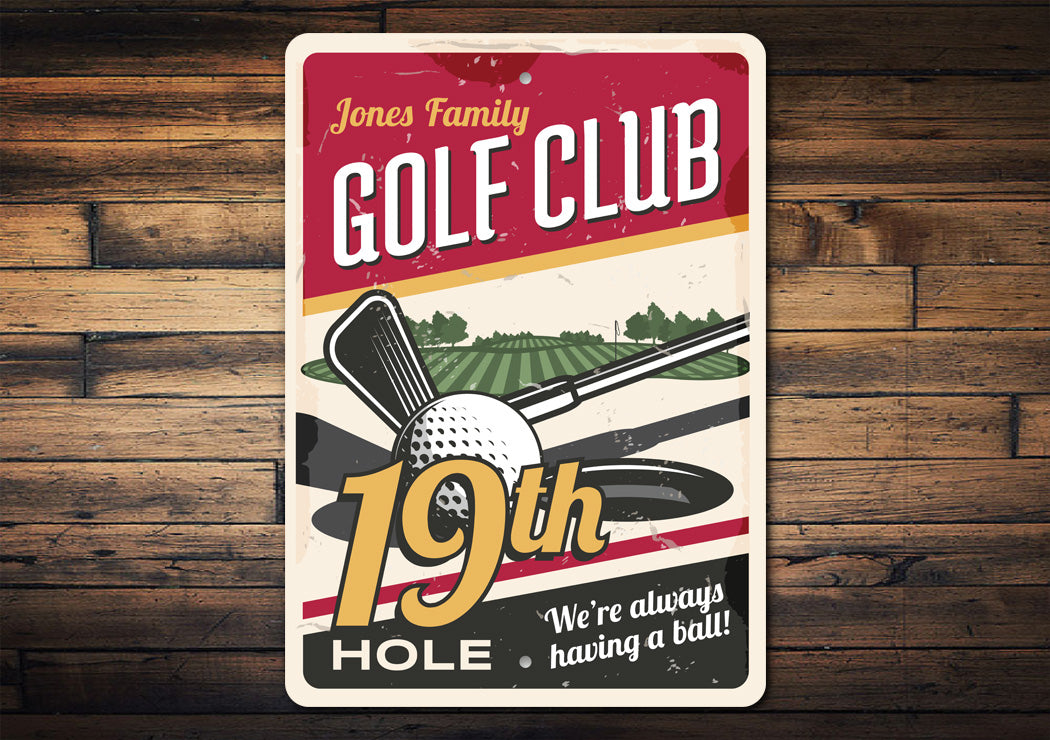 Personalized Golf Club 19th Hole Sign