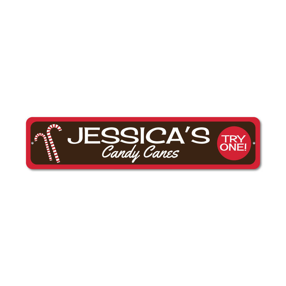 Custom Name Candy Cane Sign Aluminum Sign