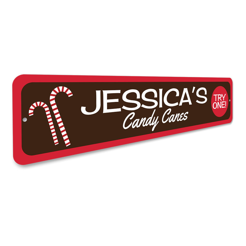 Custom Name Candy Cane Sign Aluminum Sign