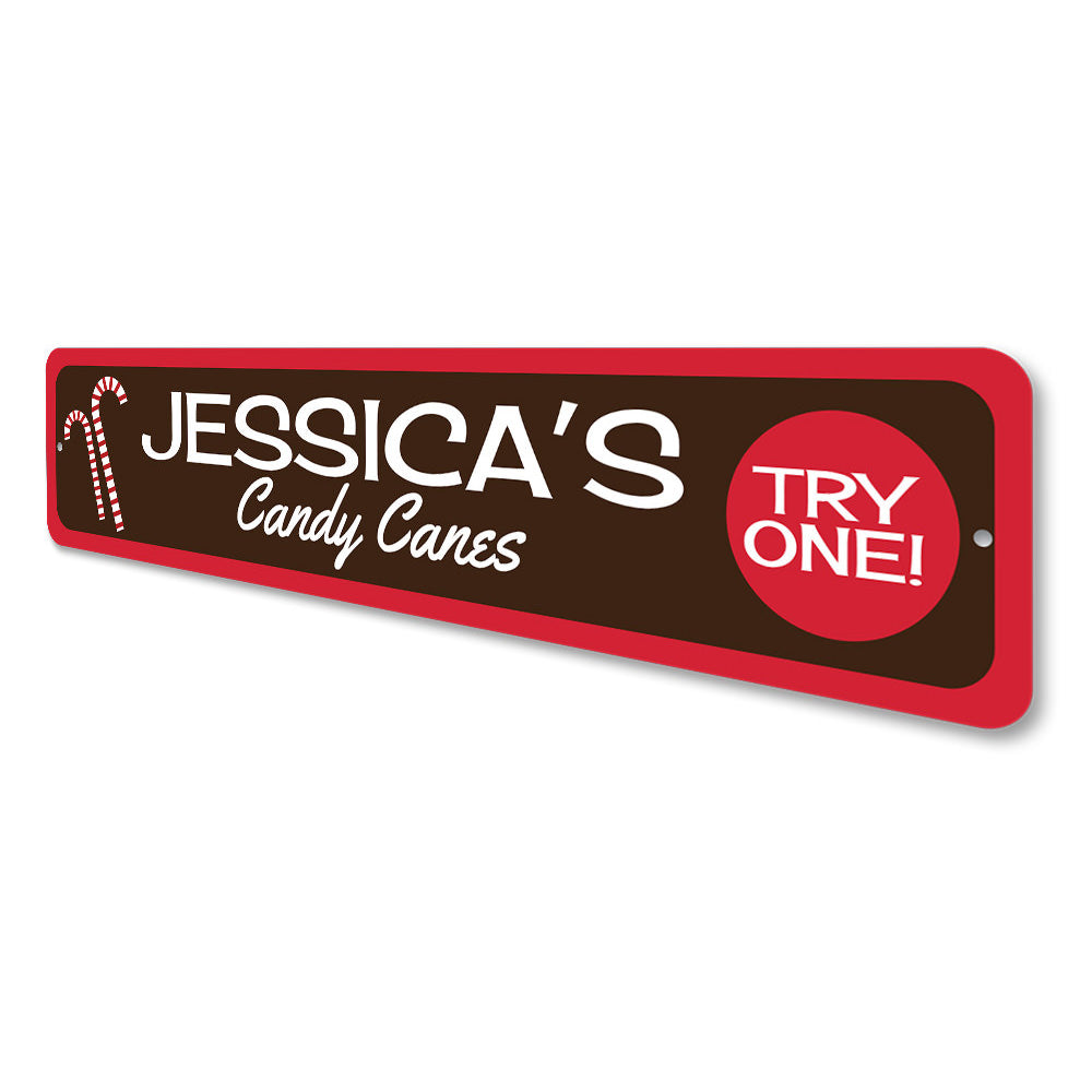 Custom Name Candy Cane Sign Aluminum Sign