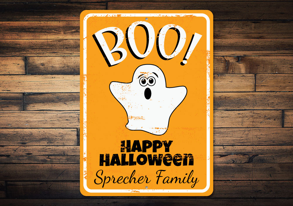 Boo Happy Halloween Family Sign