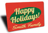 Happy Holidays Family Name Sign