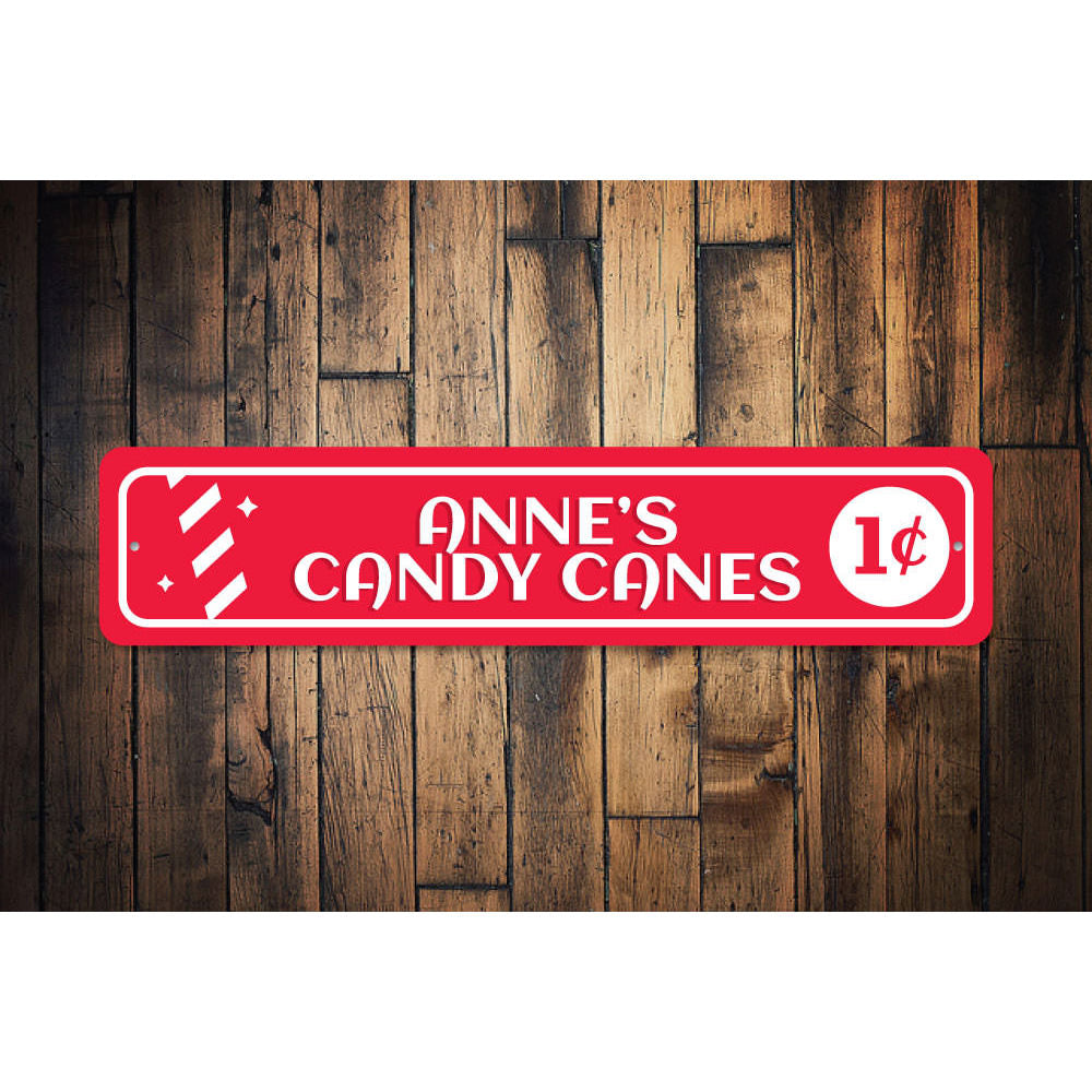 1 Cent Candy Canes Aluminum Sign