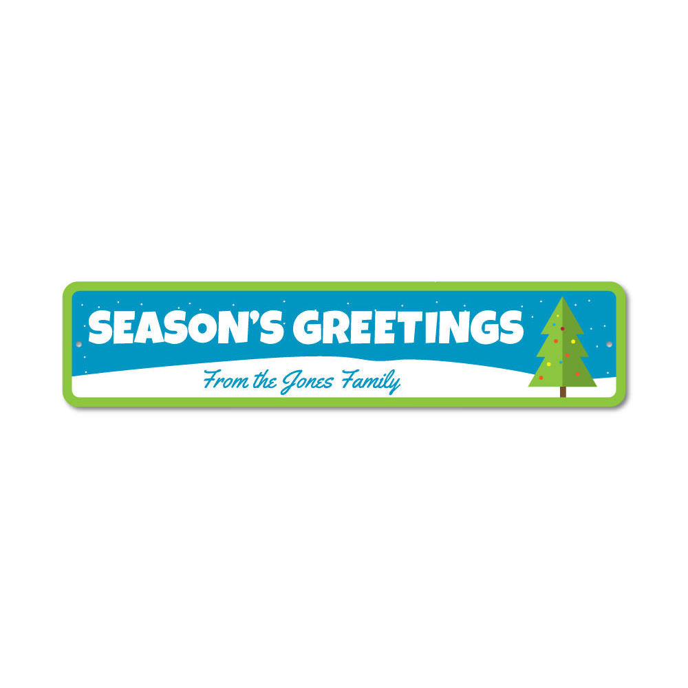 Seasons Greeting Christmas Tree Sign Aluminum Sign