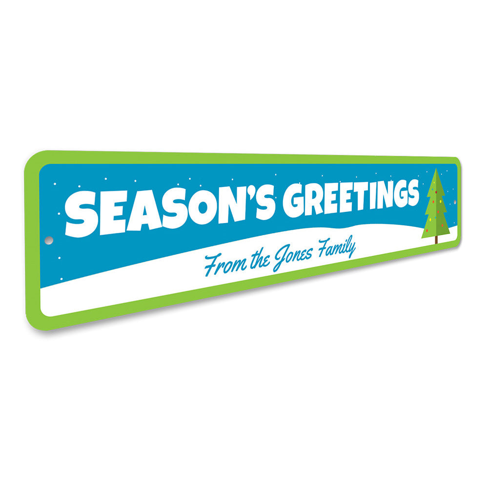 Seasons Greeting Christmas Tree Sign Aluminum Sign