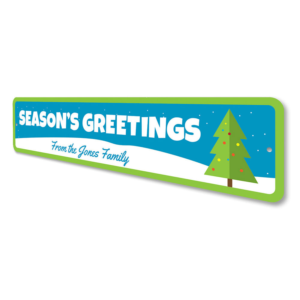 Seasons Greeting Christmas Tree Sign Aluminum Sign