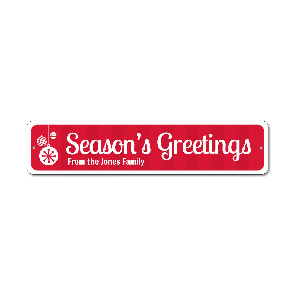 Seasons Greetings Ornament Sign Aluminum Sign