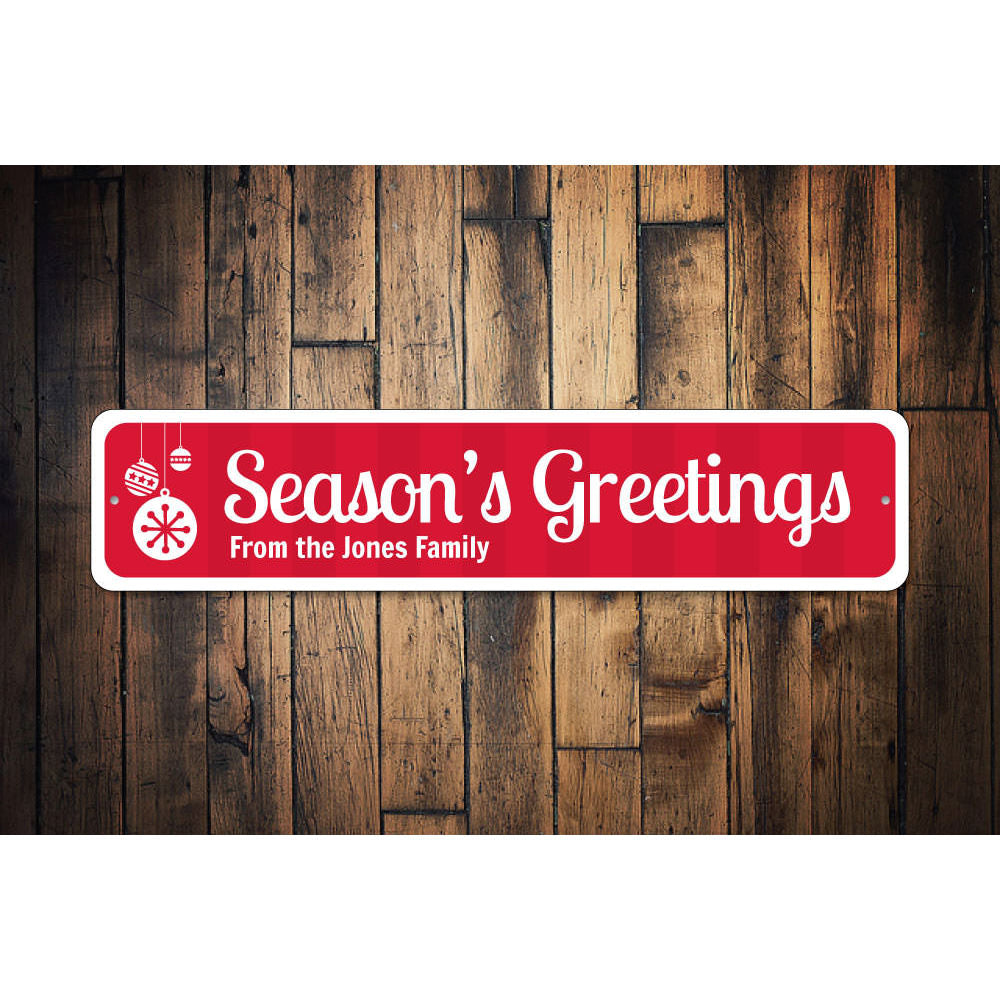 Seasons Greetings Ornament Sign Aluminum Sign