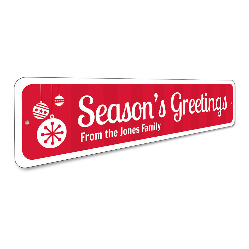 Seasons Greetings Ornament Sign Aluminum Sign