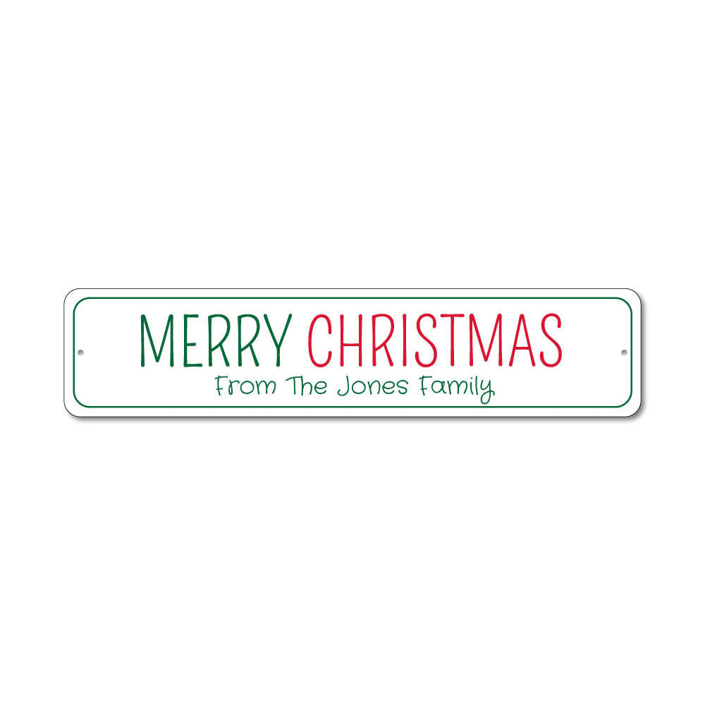 Merry Christmas Family Name Sign Aluminum Sign