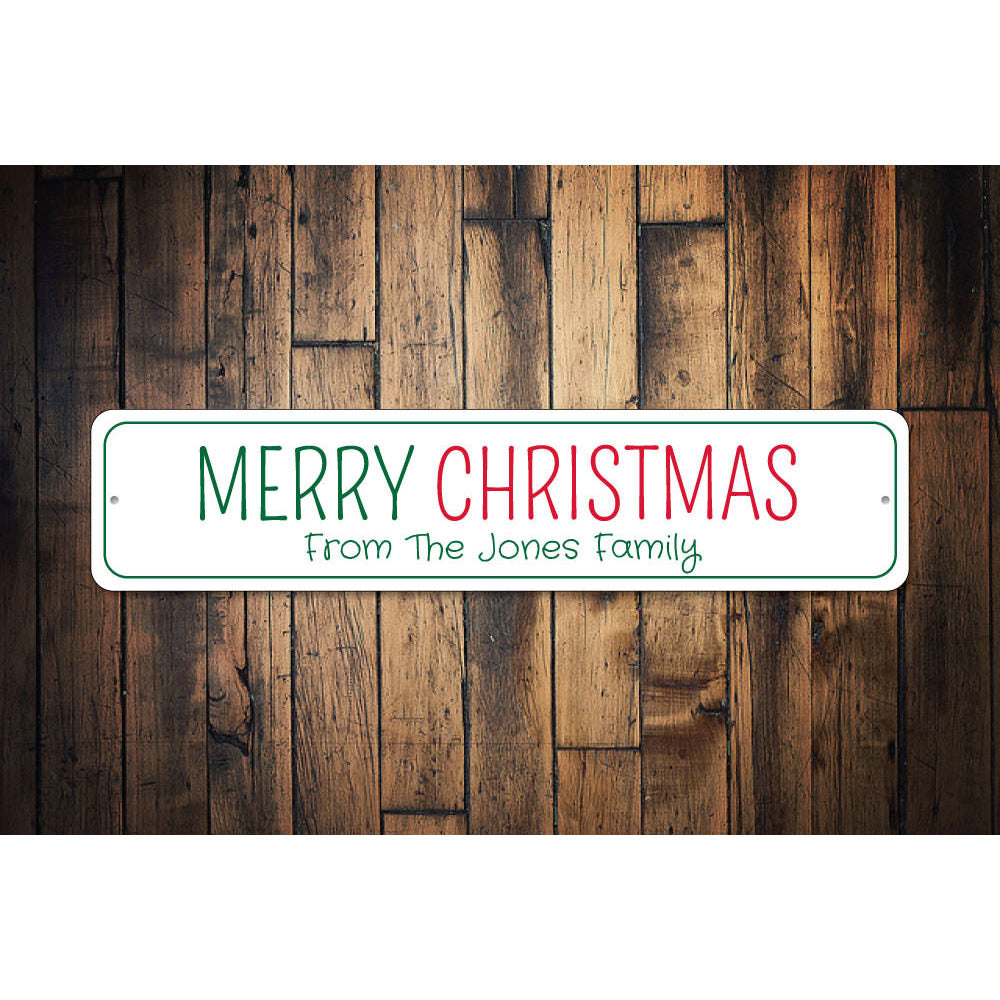 Merry Christmas Family Name Sign Aluminum Sign