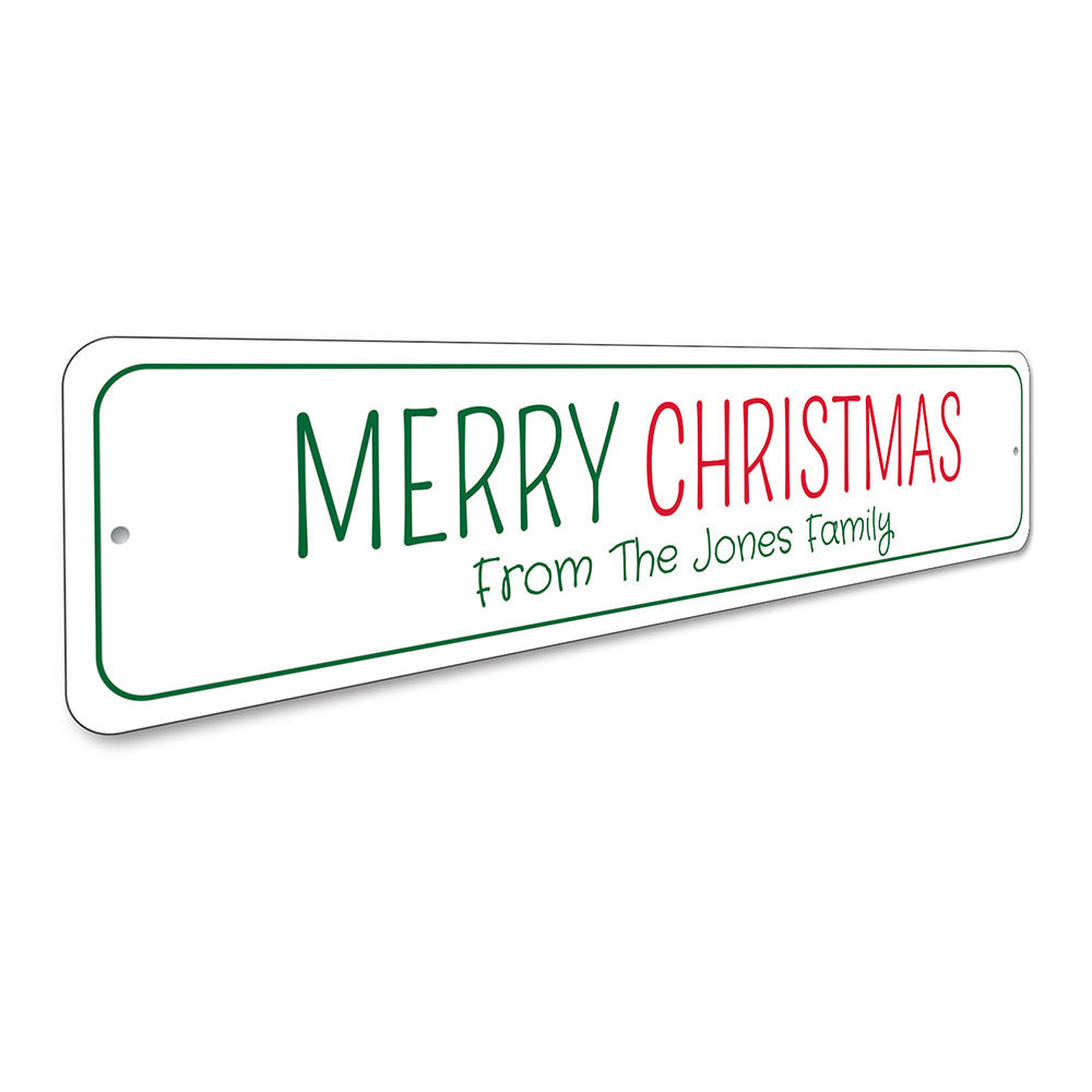 Merry Christmas Family Name Sign Aluminum Sign