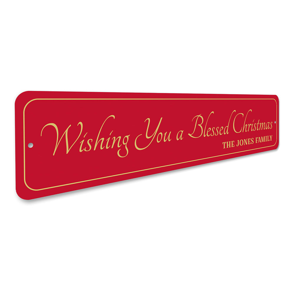 Wishing You A Blessed Merry Christmas Sign Aluminum Sign