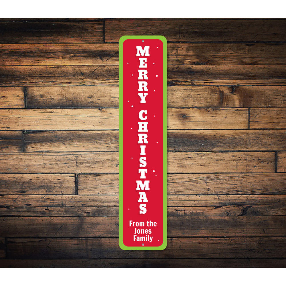 Vertical Merry Christmas sign Aluminum Sign
