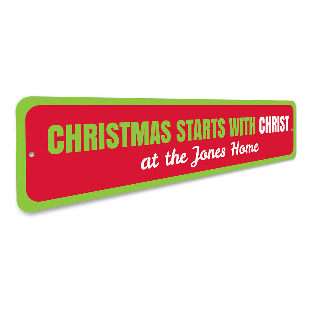 Christmas Starts With Christ Sign Aluminum Sign