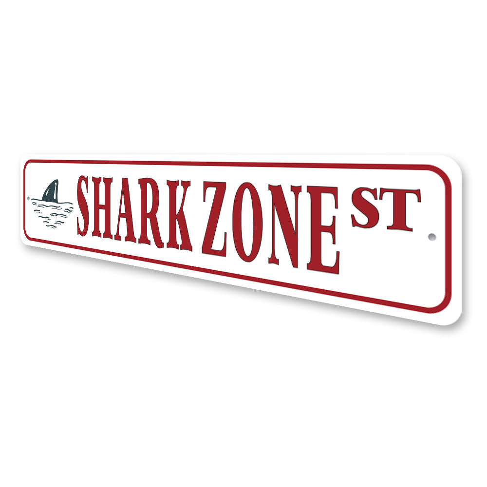 Shark Zone Street, Marine Life Sign, Beach-lover Gift Sign