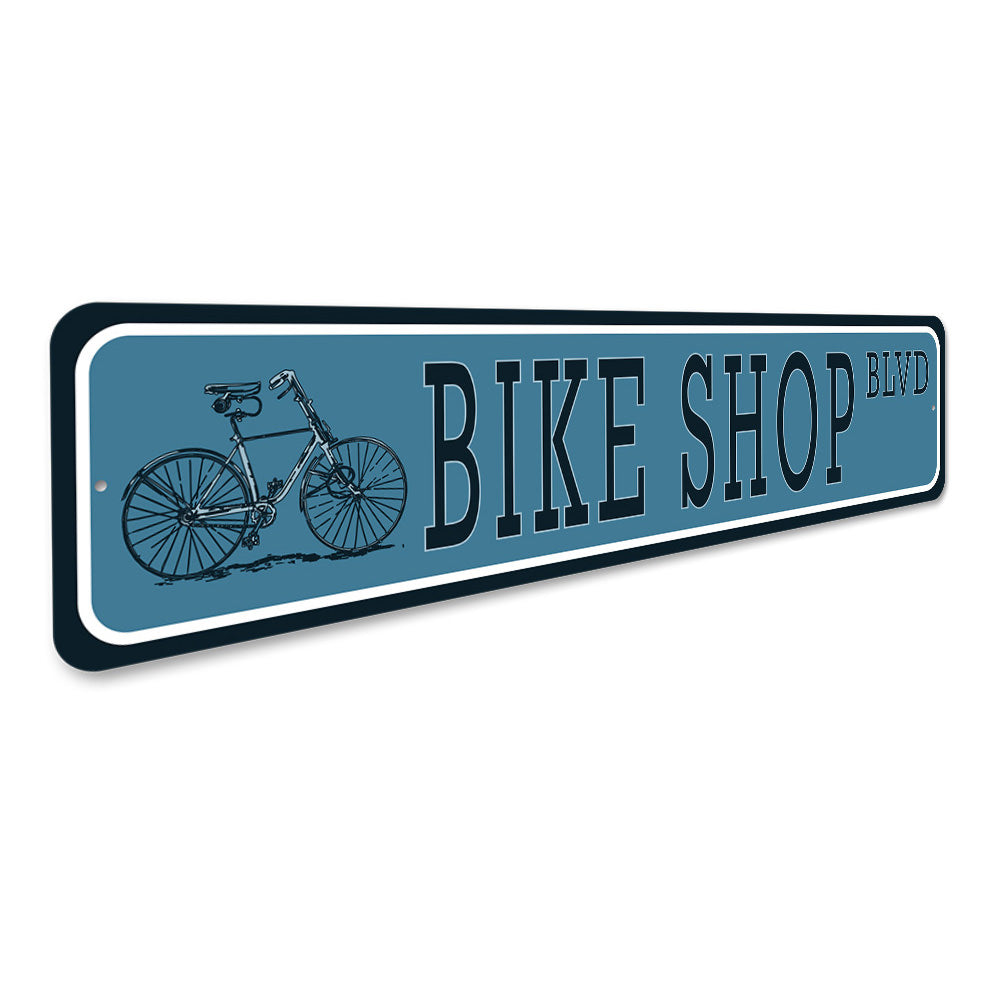 Bike Shop Blvd, Biker Gift Sign, Bicycle Wall Decor