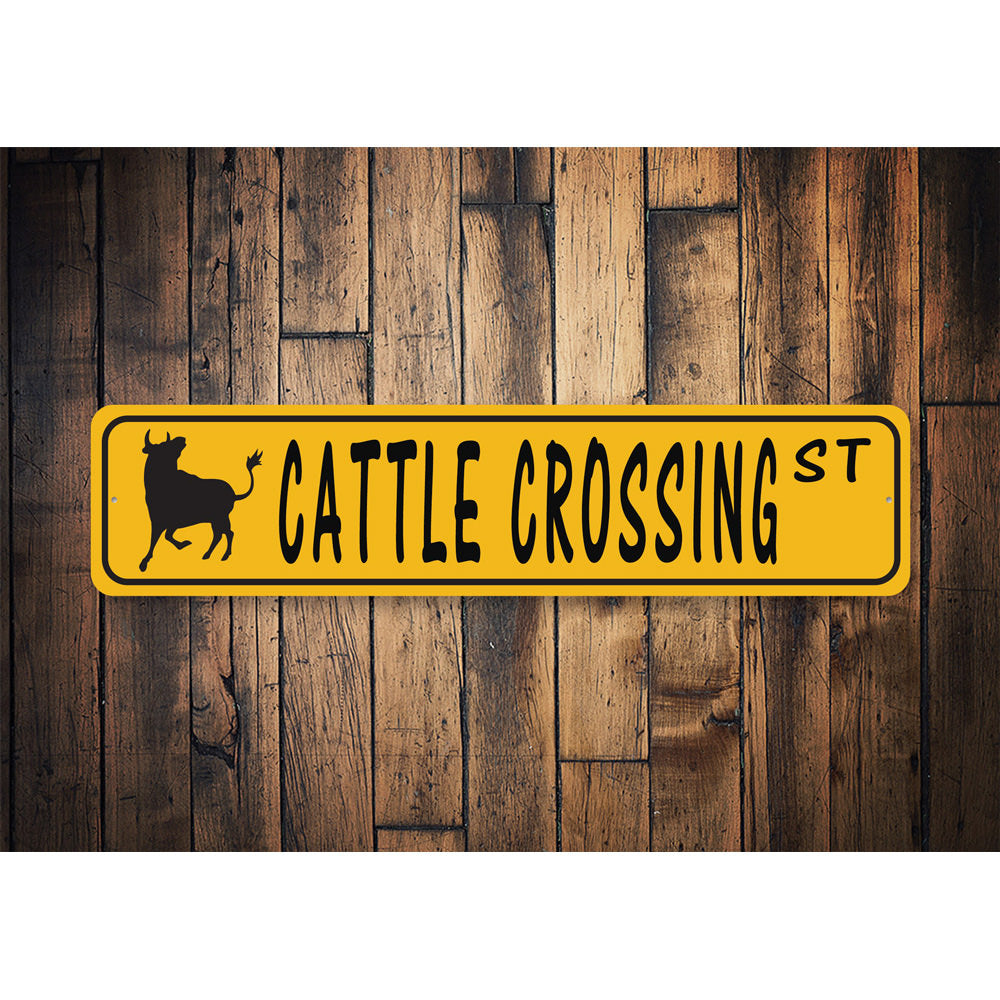 Cattle Crossing Street, Farmhouse Decorative Sign