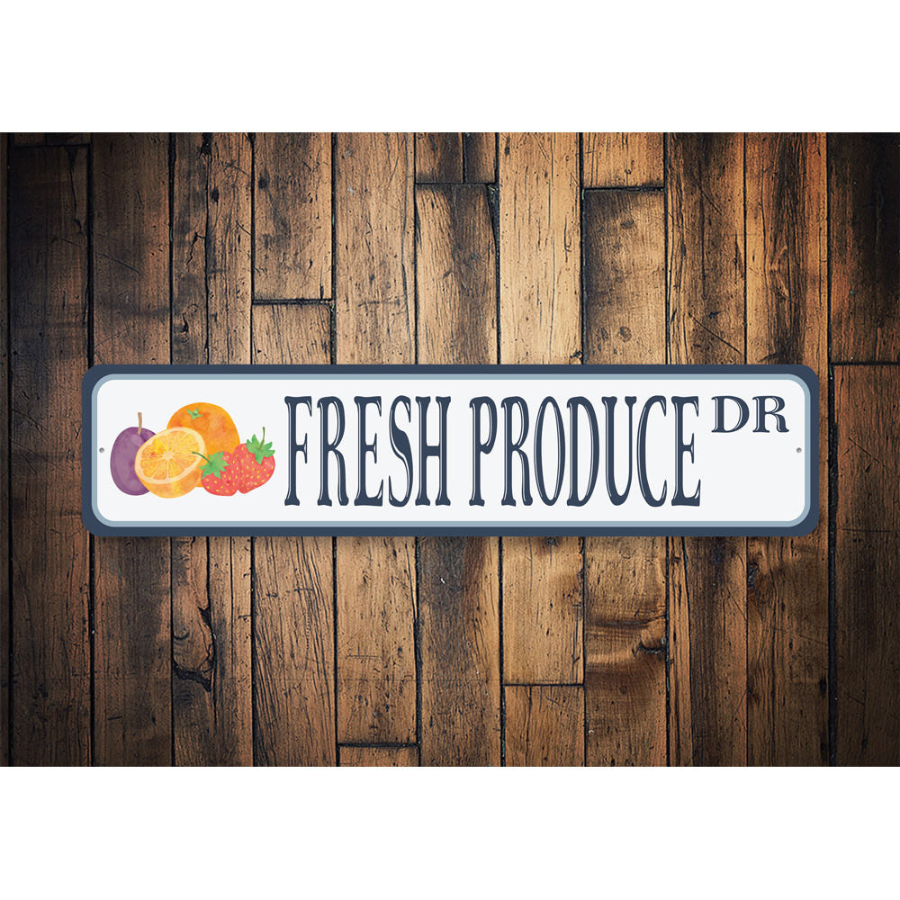 Fresh Produce Drive, Farmhouse Decorative Street Sign