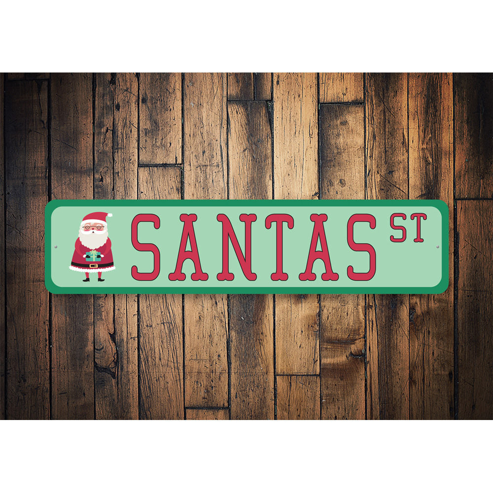 Santa Street, Decorative Christmas Sign, Holiday Sign