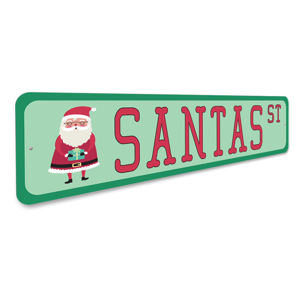 Santa Street, Decorative Christmas Sign, Holiday Sign