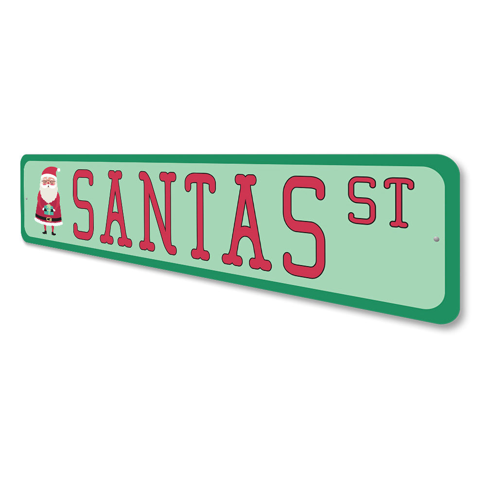 Santa Street, Decorative Christmas Sign, Holiday Sign