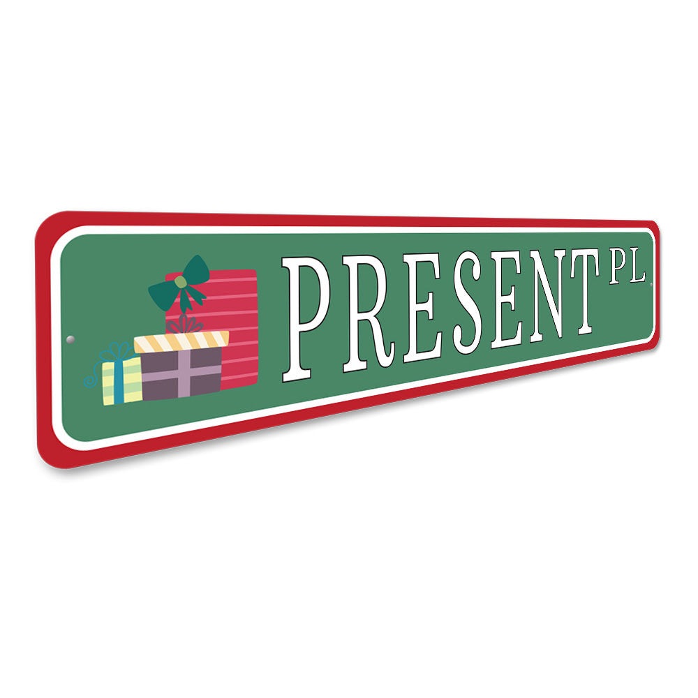 Present Place, Decorative Christmas Sign, Holiday Sign