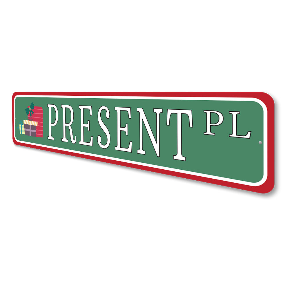 Present Place, Decorative Christmas Sign, Holiday Sign