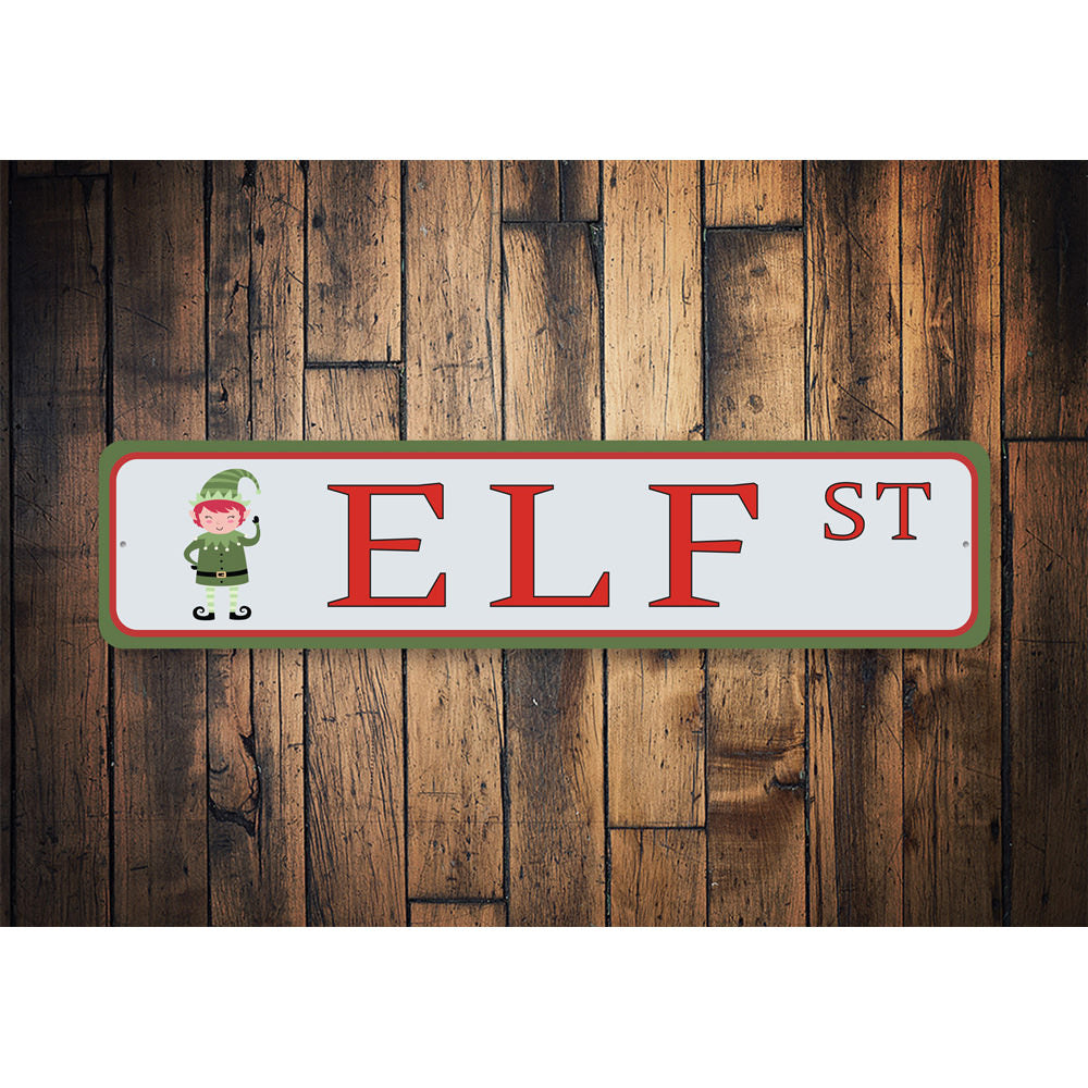 Elf Street, Decorative Christmas Sign, Holiday Sign