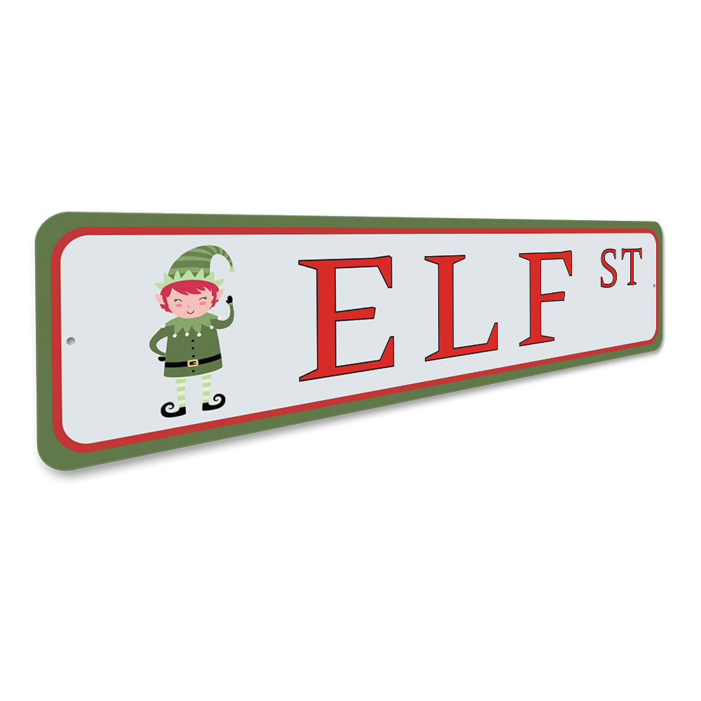 Elf Street, Decorative Christmas Sign, Holiday Sign
