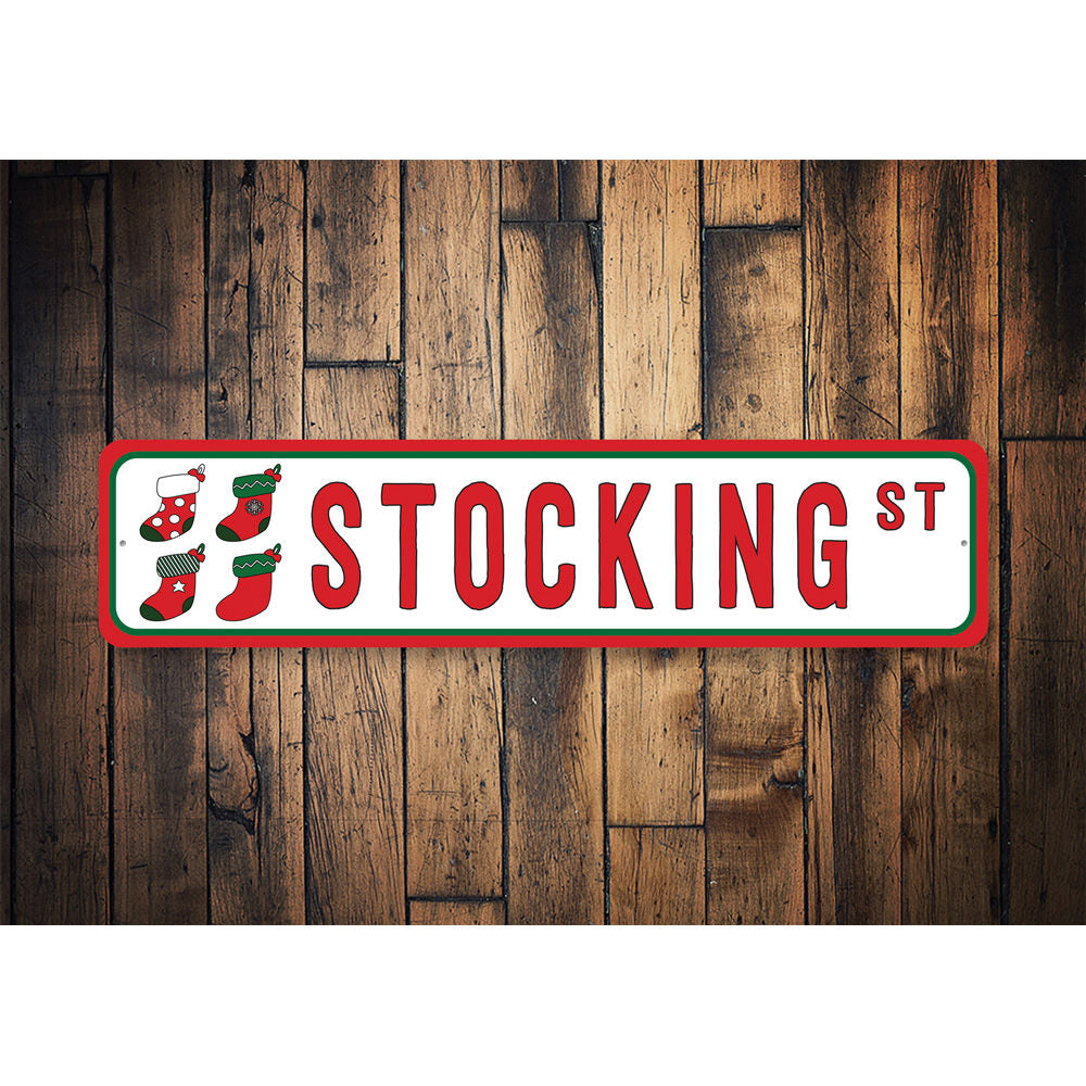 Stocking Street, Decorative Christmas Sign