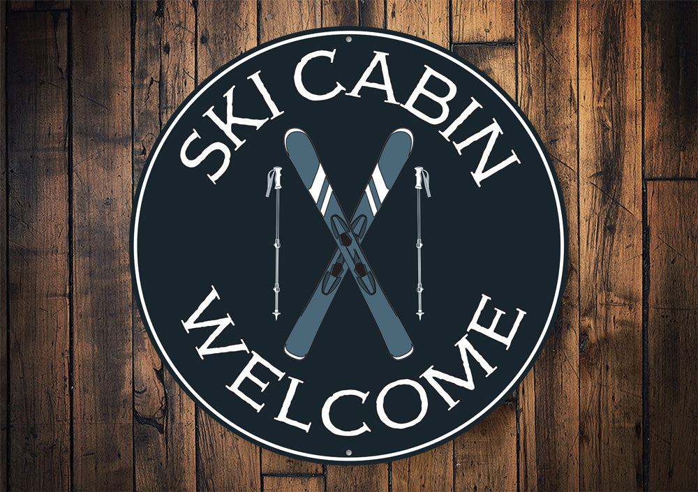 Ski Cabin Welcome Circle Sign