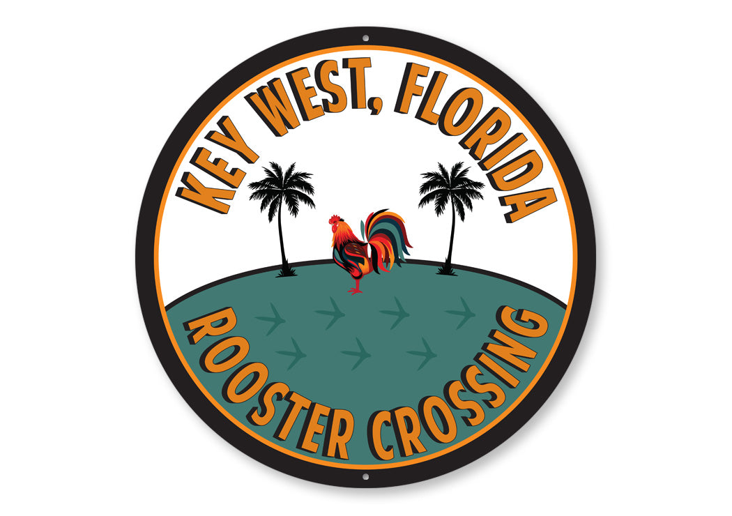 Key West Circle Rooster Sign