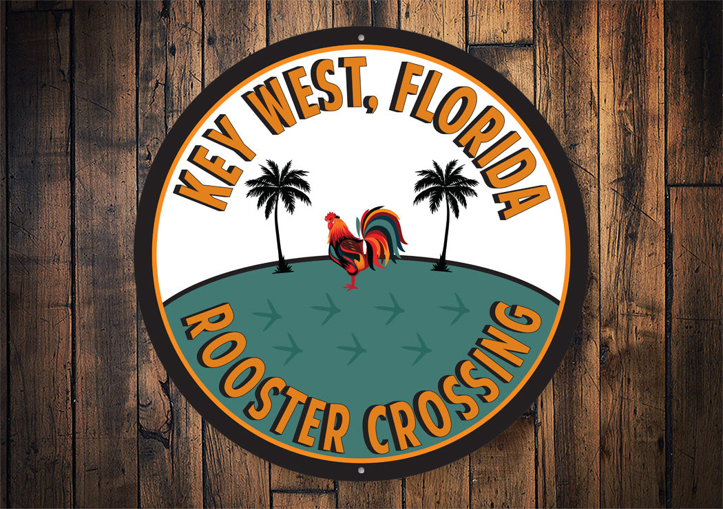 Key West Circle Rooster Sign