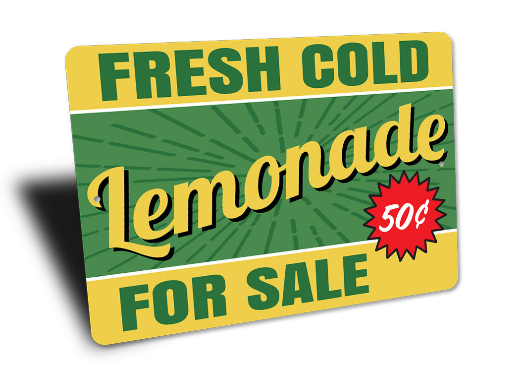 Cold Fresh Lemonade For Sale Sign