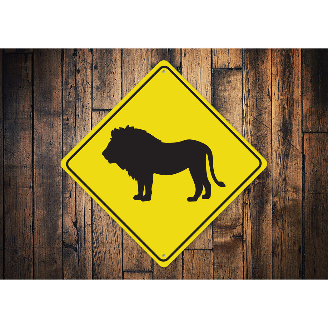 Lion Crossing Diamond Sign