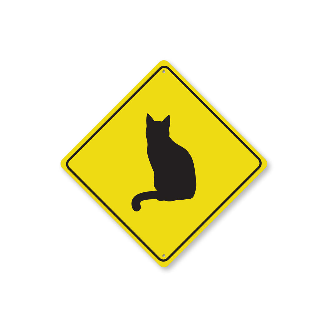 Cat Crossing Diamond Sign