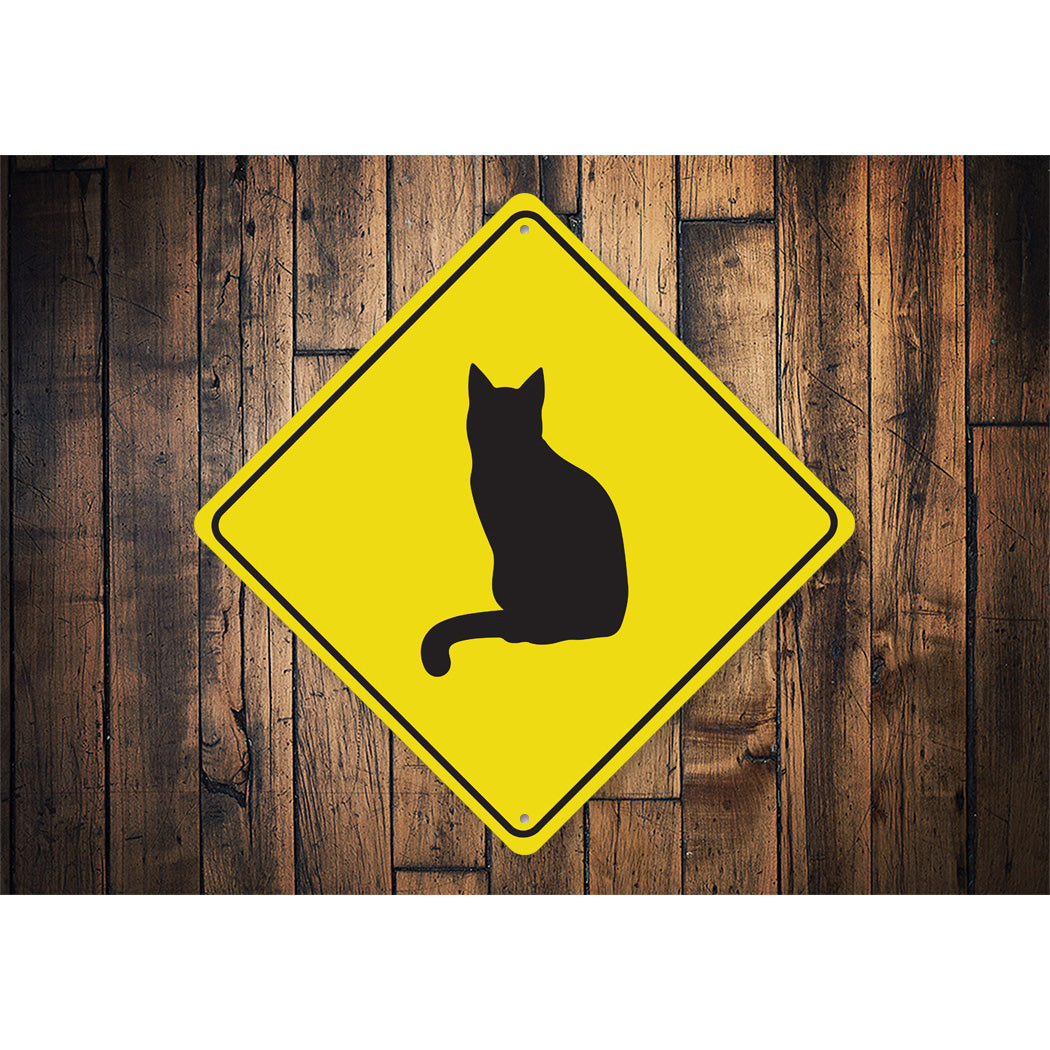 Cat Crossing Diamond Sign